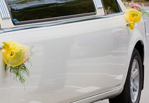 Flowers attached to limo